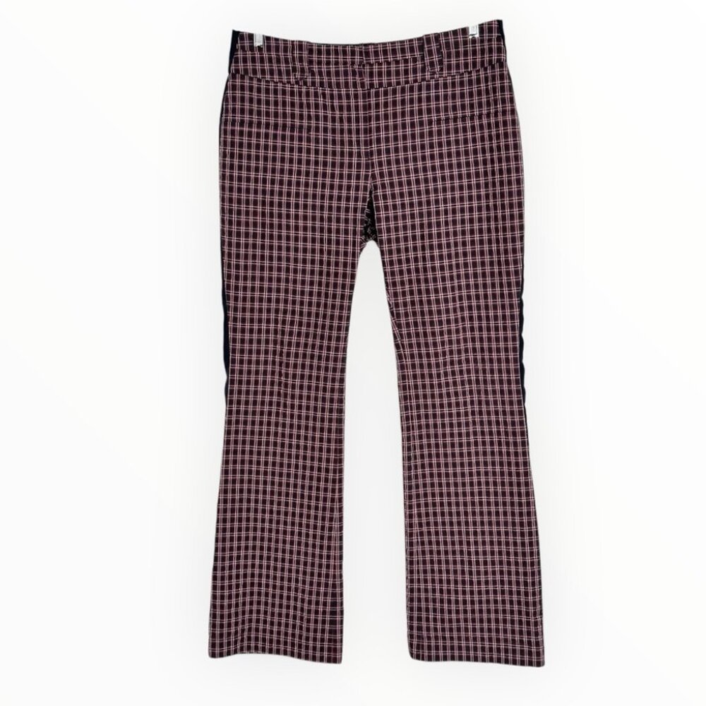 Plaid Flare Pants in Burgundy and Black
